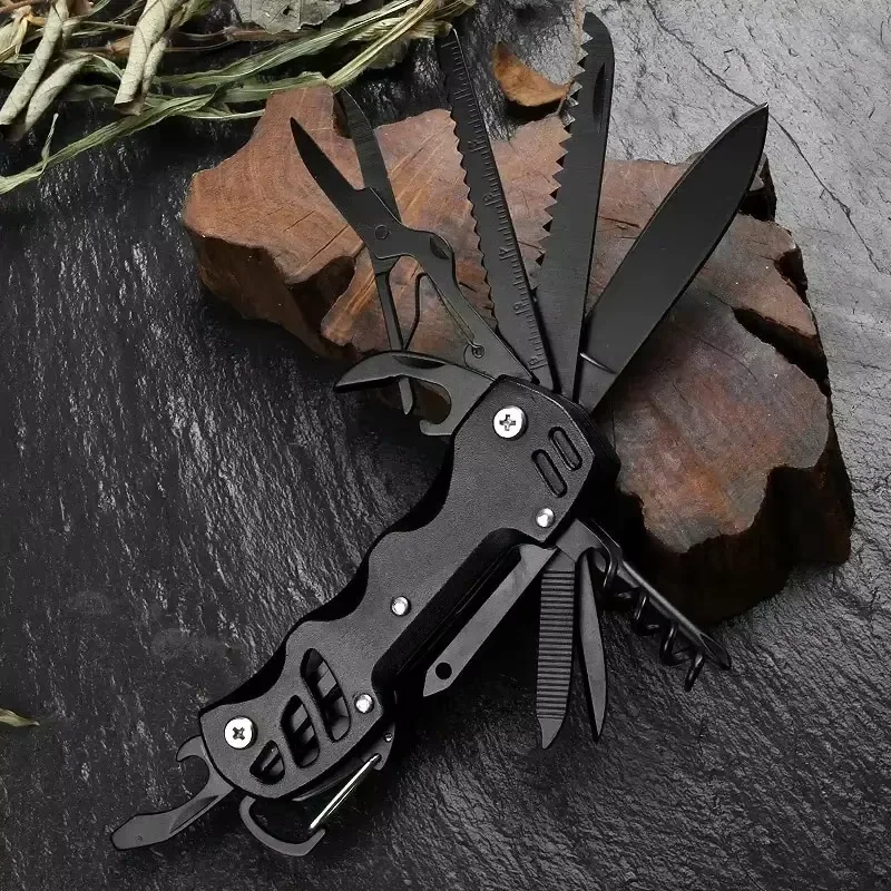 Multifunctional Folding Portable Stainless Steel Pocket Knife, Outdoor Camping Emergency Combination Tool Survival Gear