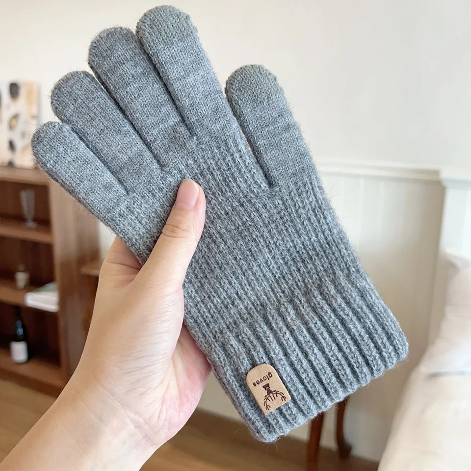 Cycling Cold Resistant Gloves for Mens Winter Warm Knitted Soft Anti-slip Outdoor Biking Hiking Gloves Gifts Wholesale