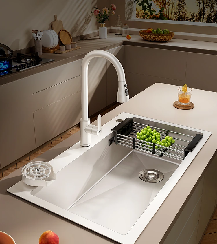 

Белая кухонная раковина из нержавеющей стали, большая раковина для овощей, домашняя утолщенная