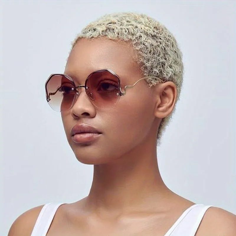 

Frameless UV Protection Gradient Fashion Sunglasses Metal Frame Women Men