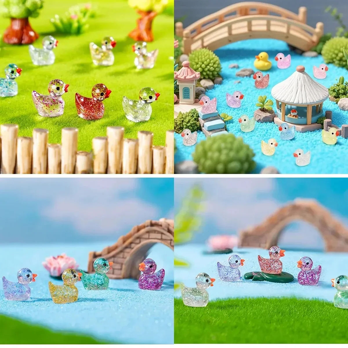 Micro Landscape Cute Glittering Pink Little Yellow Duck Doll Pendant Landscape Resin Decoration Accessories Mini Small Ornament - view 6