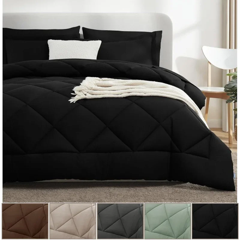 Solid Color Double Thick Quilt with Diamond Grid Soft and Warm Comforters for Winter Home/Hotel Quilting Supplies 여름이불 2025 New