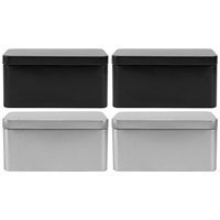 4 Pcs Rectangular Storage Tin Container Organizer Tea Box Oblong Leaf Cereal Containers