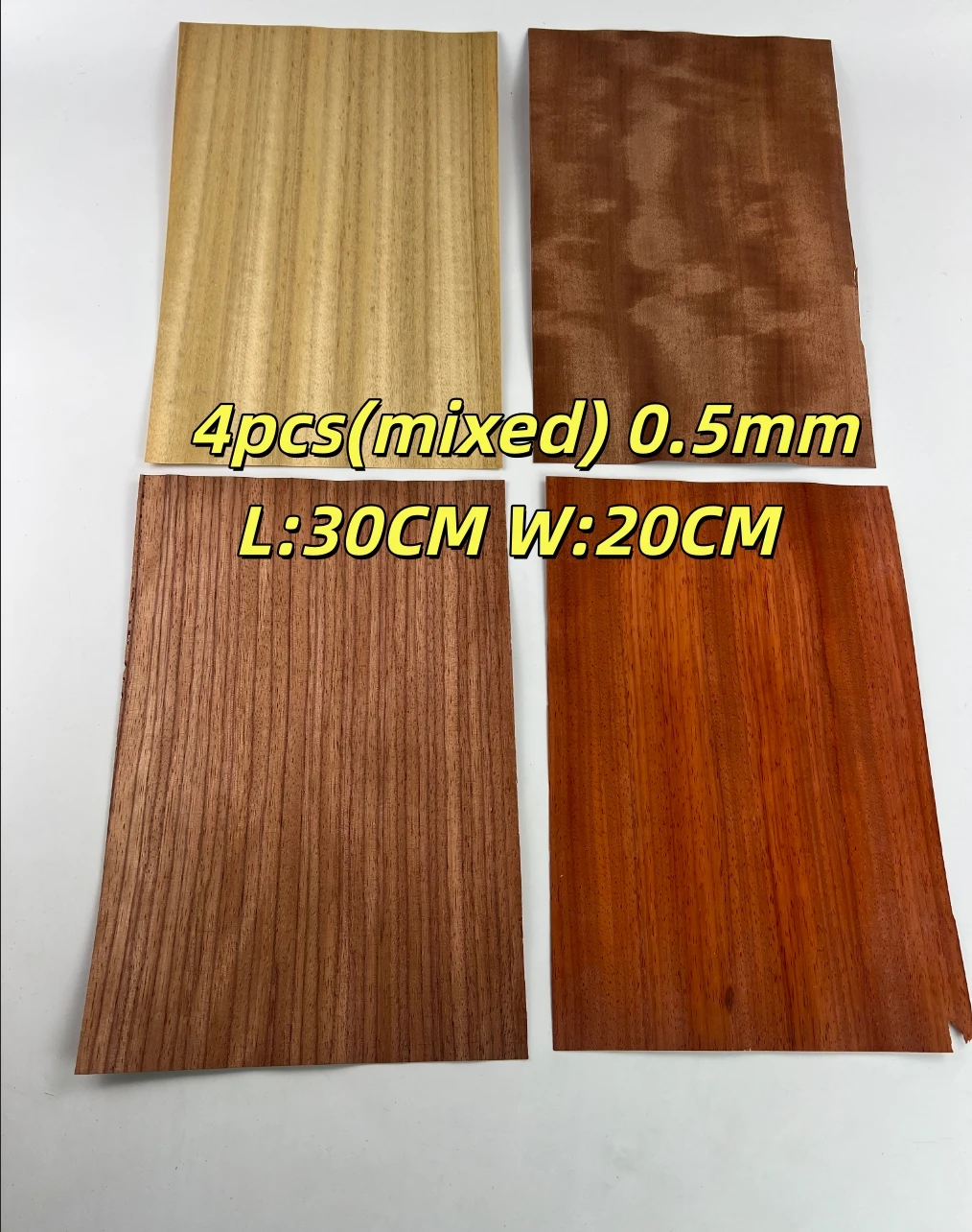 4pcs/set  0.5mm Natural African Padauk Wood Veneer Sheets DIY Inlay Marquetry Veneer Decorative Painting Material