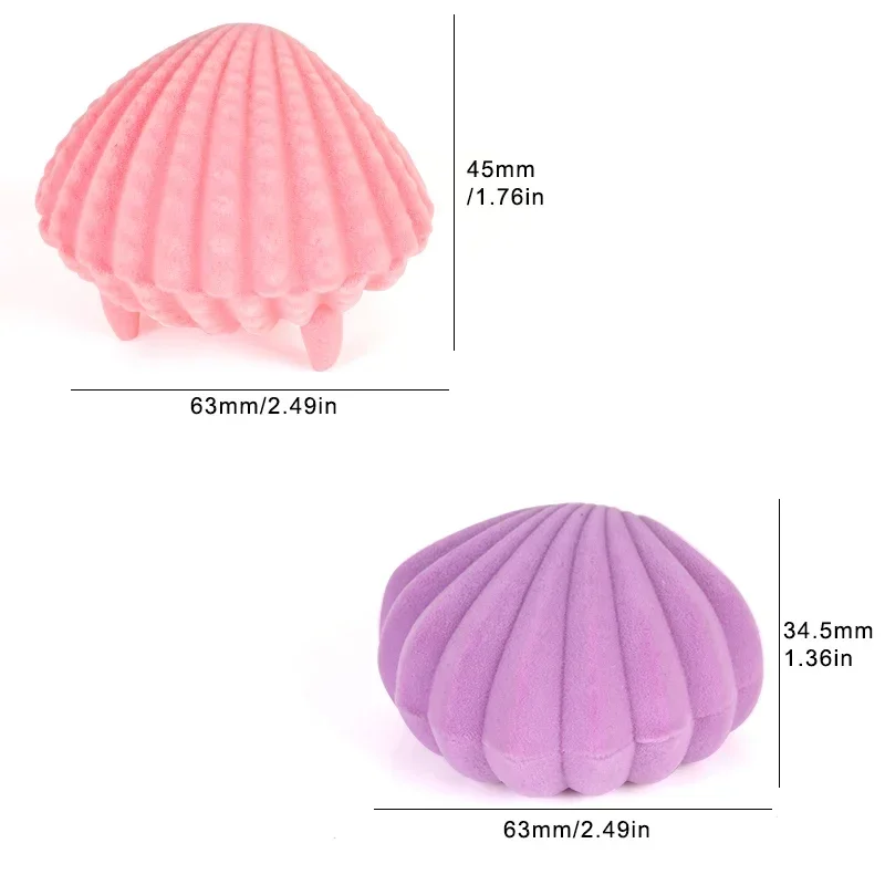 Velvet Jewelry Box 4 Colors Shell Shape Wedding Ring Box Organizer Storage Display Packaging Case Holder Gift Accessories