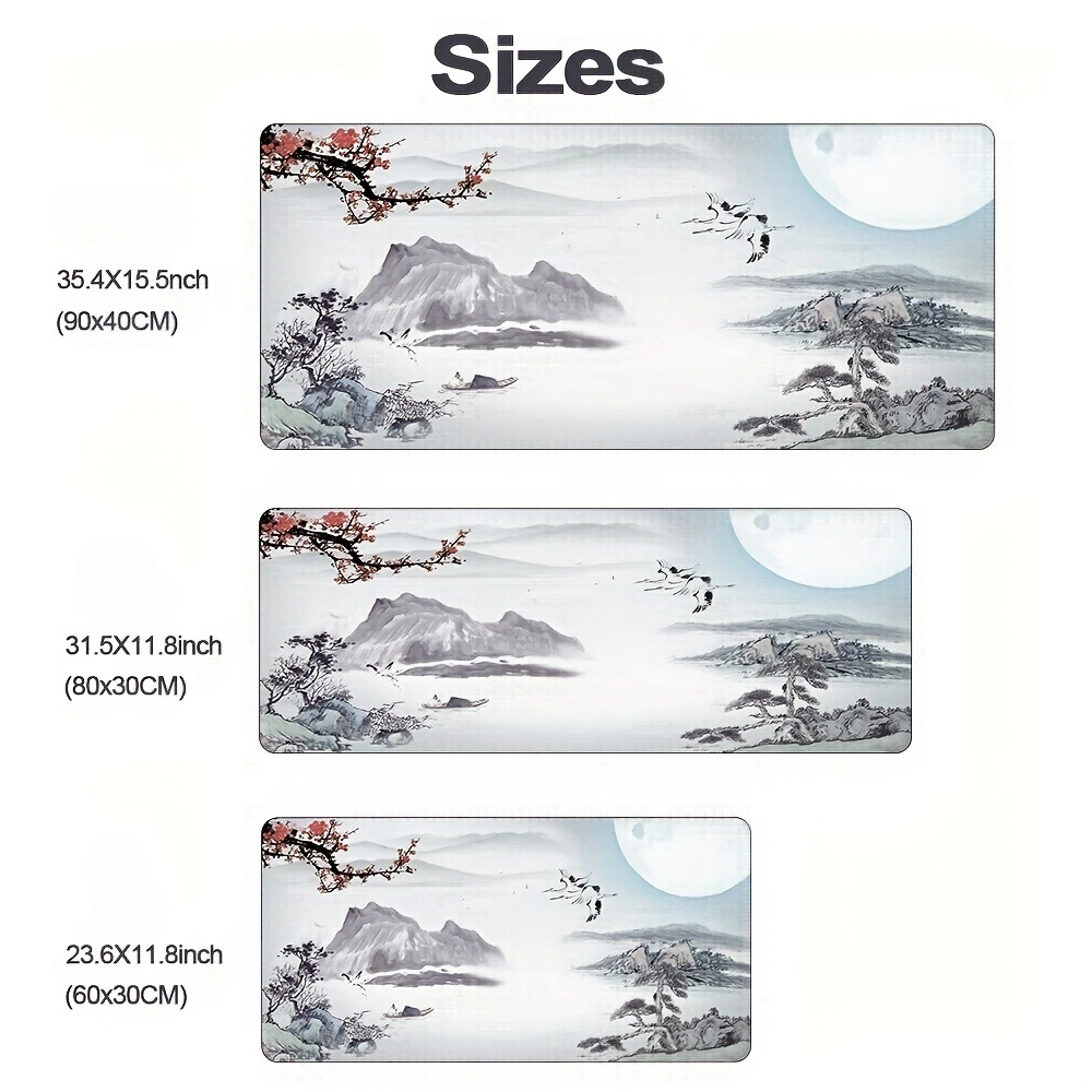 Chinese Style Black and White Ink Plum Blossom High Quality Anti-slip Rubber Mouse Mats Computer Accessories Keyboard Table Pads