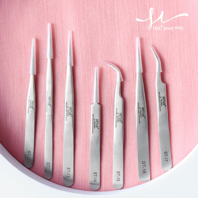 H&L SINCE 1990 Eyelash Extensions Tweezers With Stainless Steel Lash High Precision Superhard Anti-Static Tweezer Makeup Tools