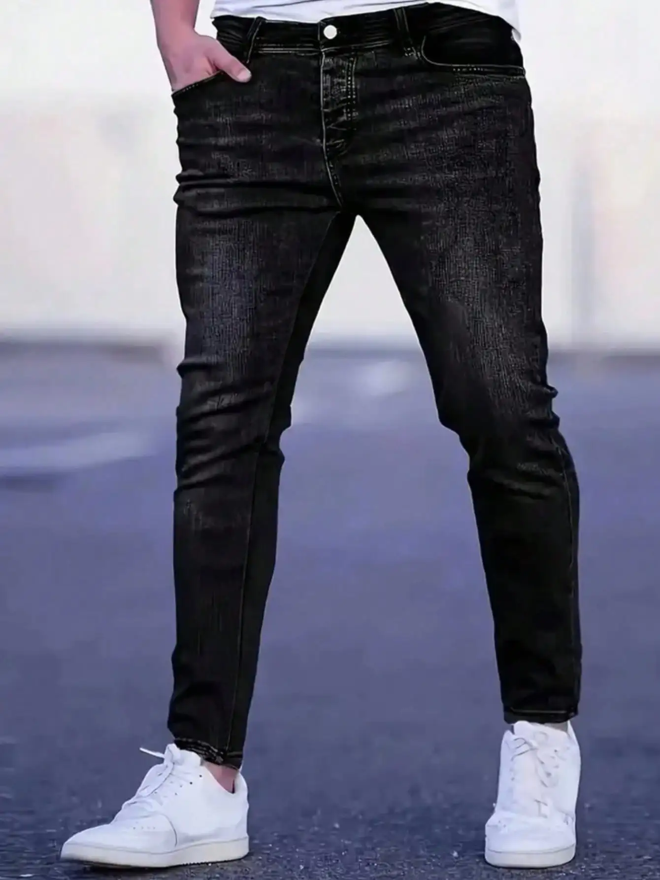 

Цельные мужские серые эластичные узкие рваные джинсы до щиколотки, повседневные облегающие эластичные джинсовые брюки