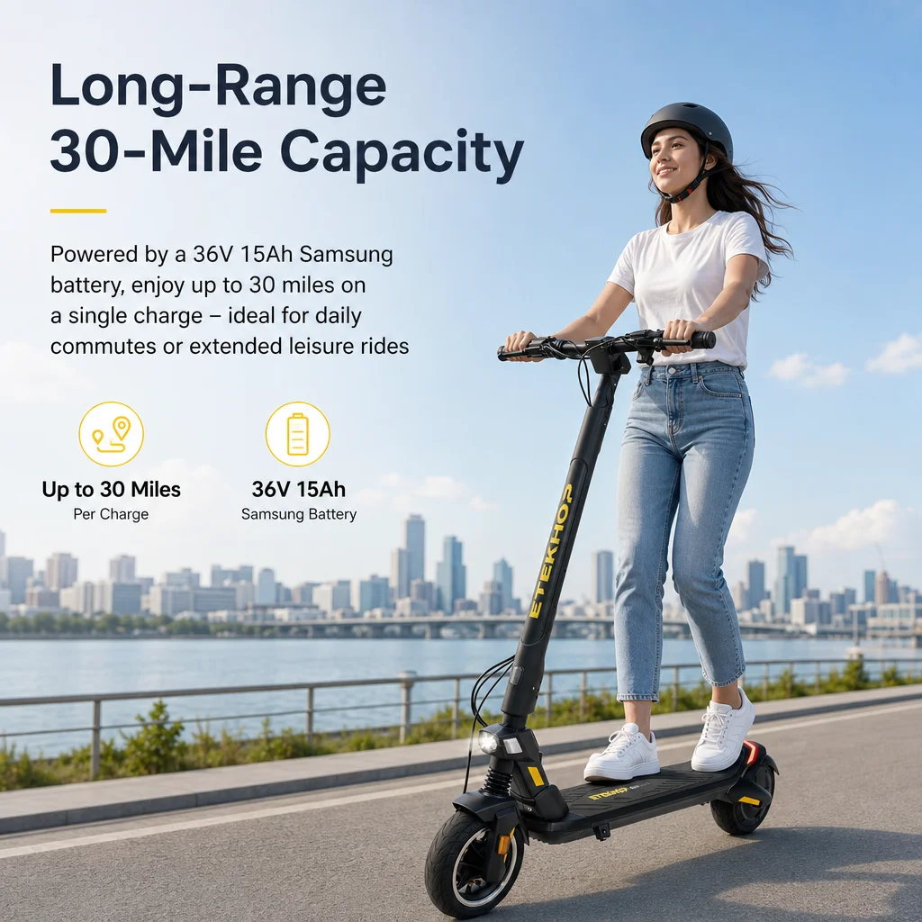 Electric Scooter 450W 24MPH 30Mi Long Range, 9