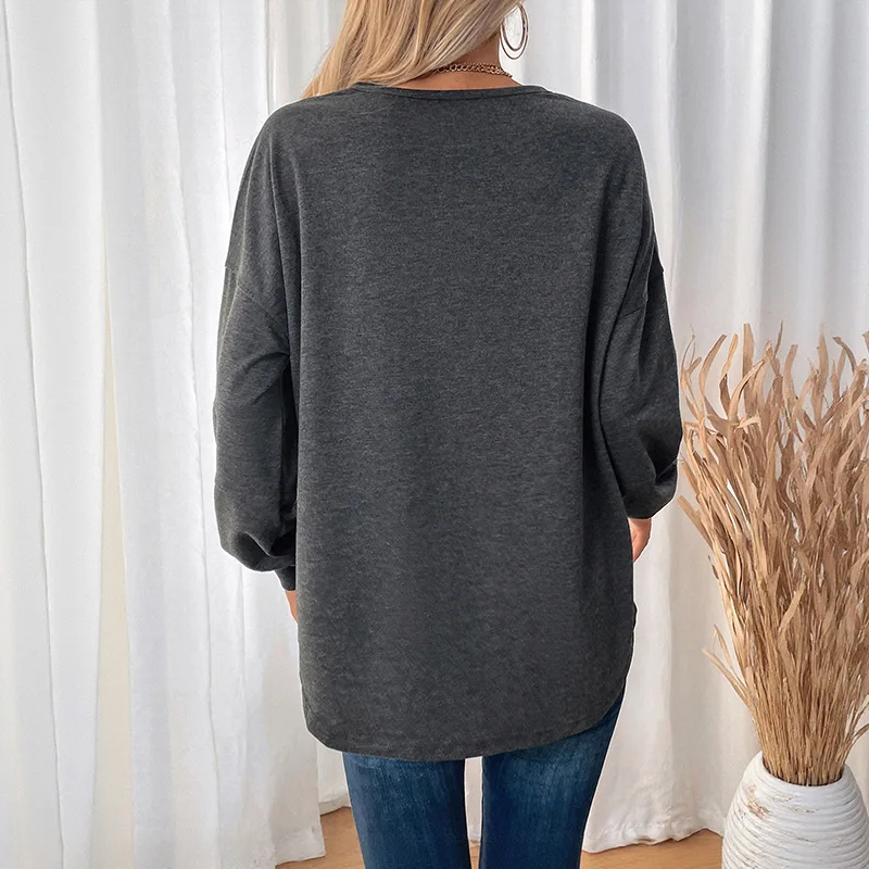 Women Casual Loose Sweatshirts Long Sleeve Sweater T-shirts With Pocket Female Stripe Tees Shirt Blouses Ladies Tops clothing