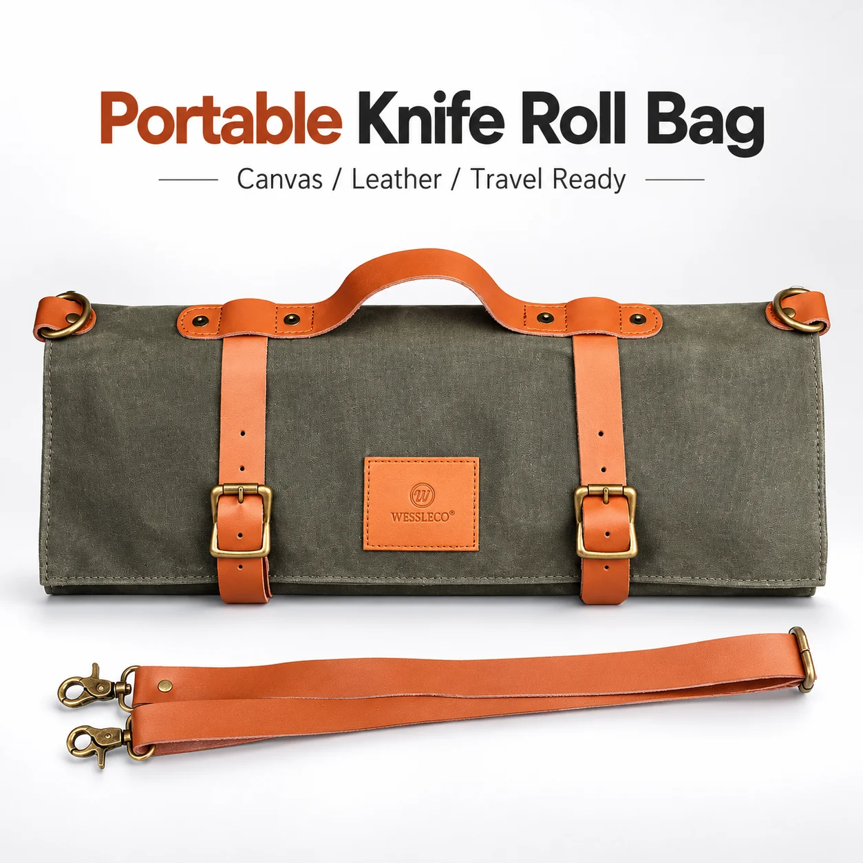 WESSLECO Multifunctional Roll Chef Knife Bag Portable Durable Kitchen Cooking Storage Pockets