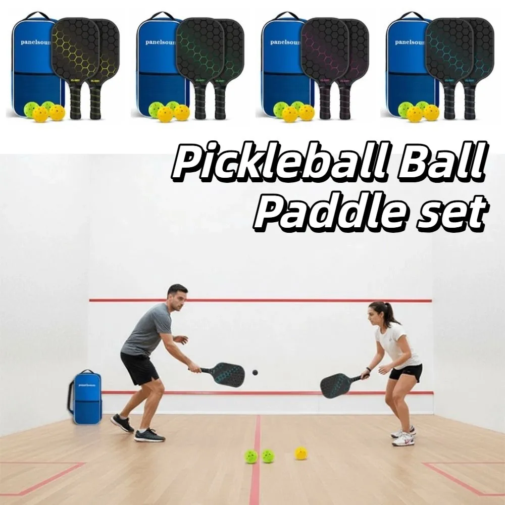 

Fiberglass Surface Pickleball Racket Lightweight Honeycomb Core Pickle Ball Rackets 4 Balls Durable Pickleball Paddle Set