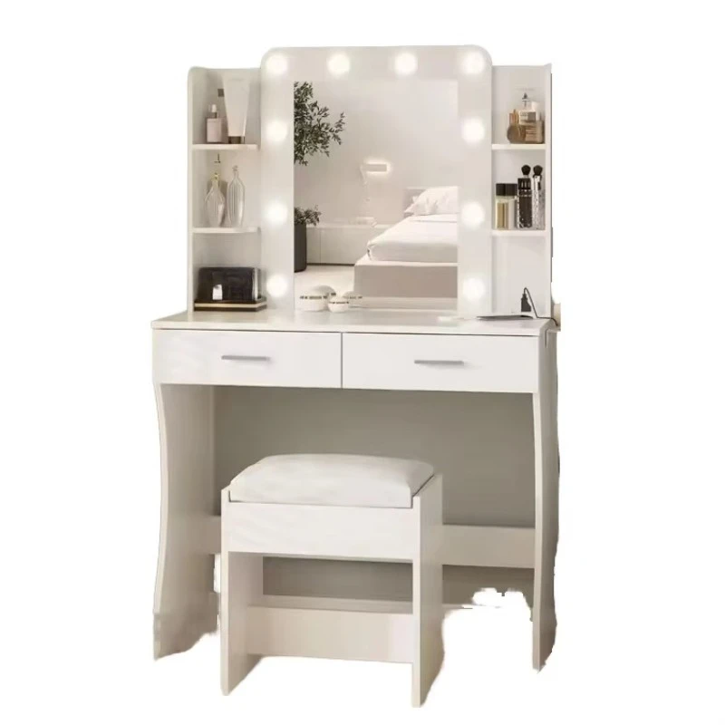 

Luxurious modern wooden vanity with storage, removable mirror, lightweight bedroom vanity