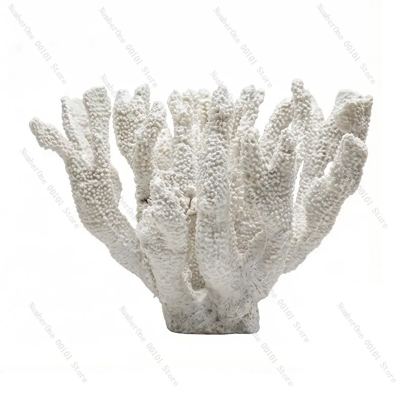Elegant Nordic Style Simulated Coral Resin Ornament Creative Ocean Inspired Sculpture Minimalist Home Decor for Living Room TV