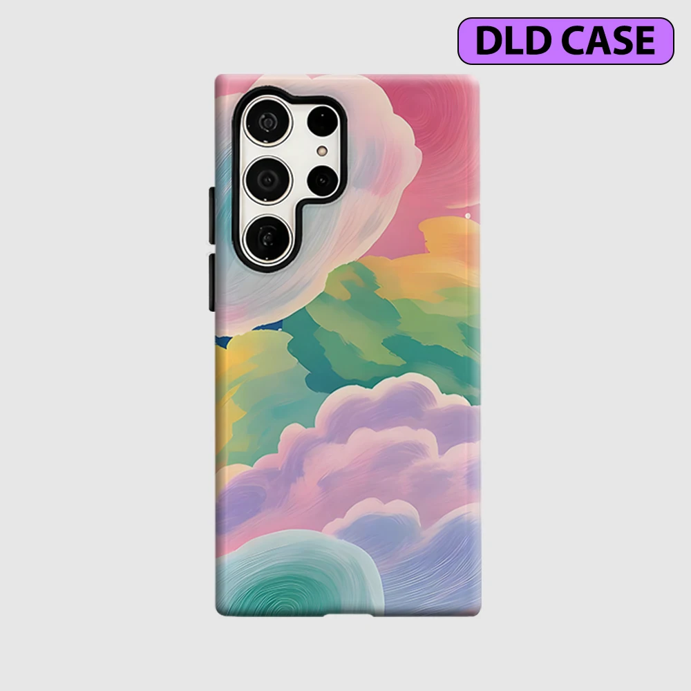 Pastel Clouds Phone Case for Samsung Galaxy S26 S25 Ultra S24 S23 Ultra Plus Shockproof Double Layer Tough Back Cover