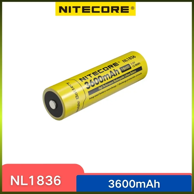 NITECORE NL1836 18650 Battery 3600mAh 3.6V (12.96Wh) Rechargeable Li-on Battery For Flashlight Headlamp