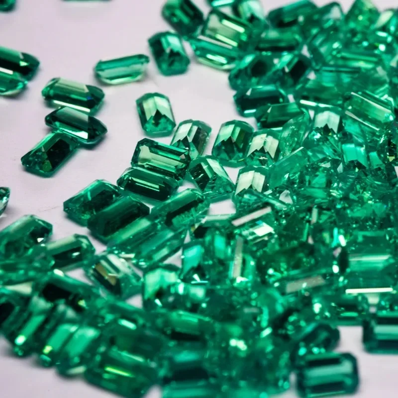 Lab Grown Emerald Cut Columbia Emeralds Hydrothermal Hand Cutting  Advanced Jewelry Making Materials 0.12-0.55ct AGL Certificate