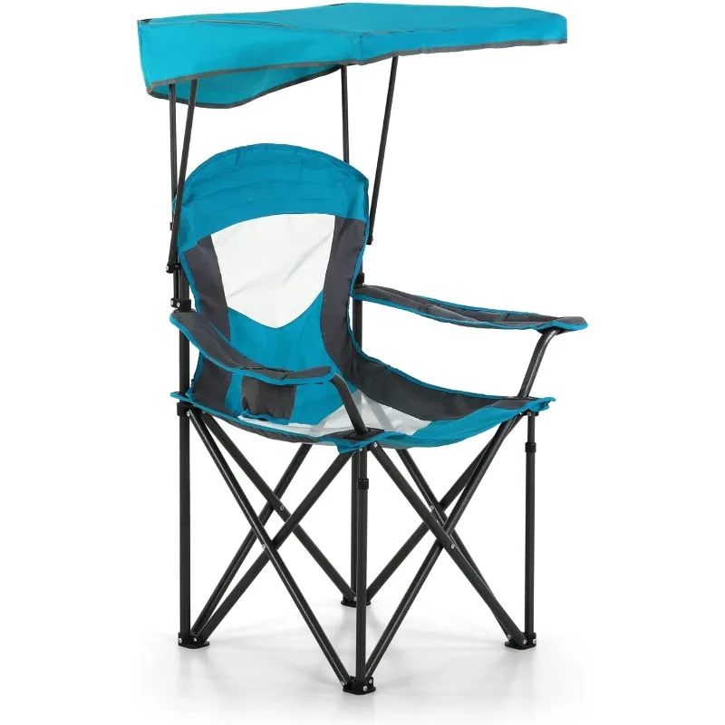 

Camp Chair with Shade Canopy Folding Beach Chairs with Cup Holder and Carry Bag for Outdoor Camping Hiking Beach