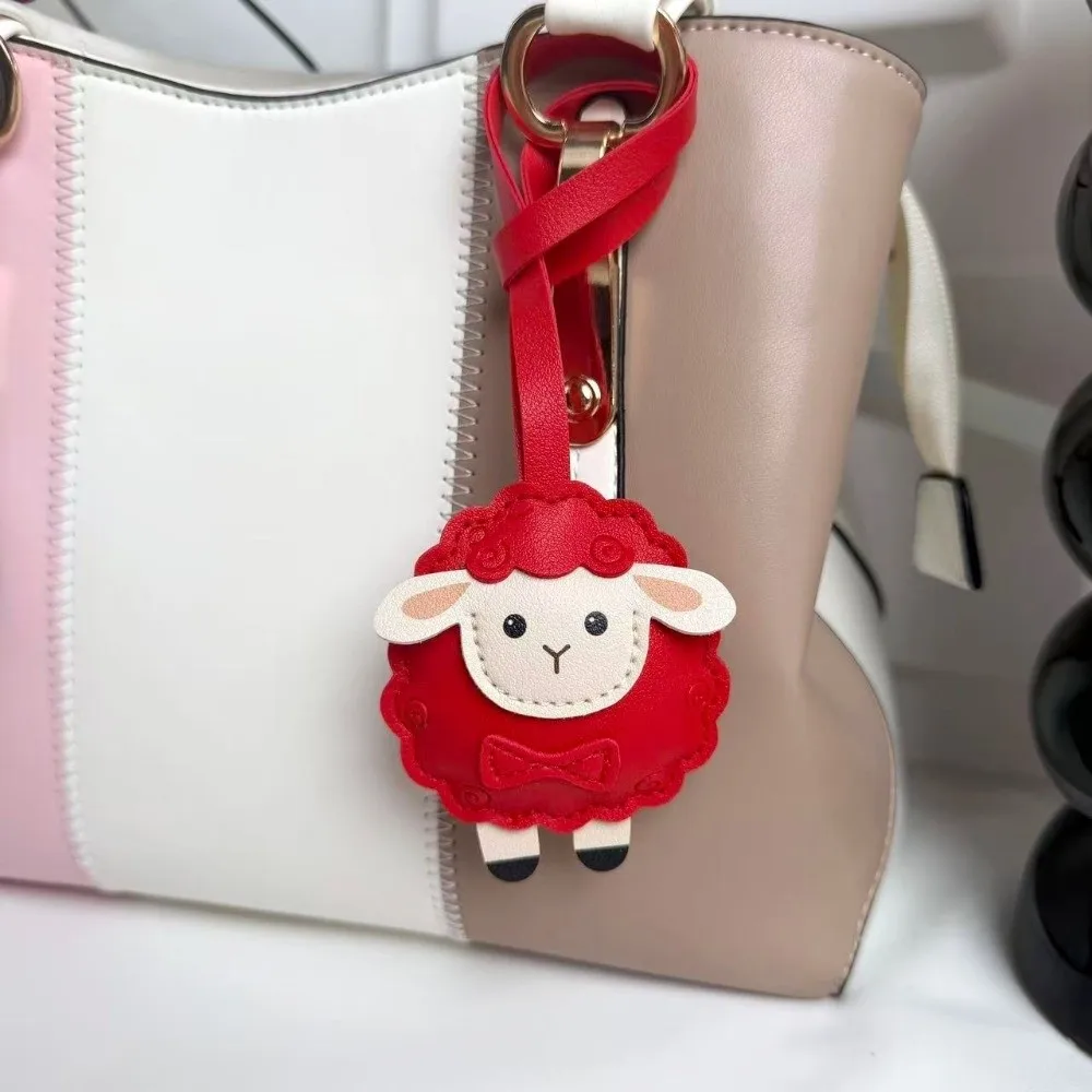 Gift PU Leather Sheep Keychain Cute Style Colorful Sheep Bag Charm Hanging Rope Soft Handbag Accessory Backpack Accessory
