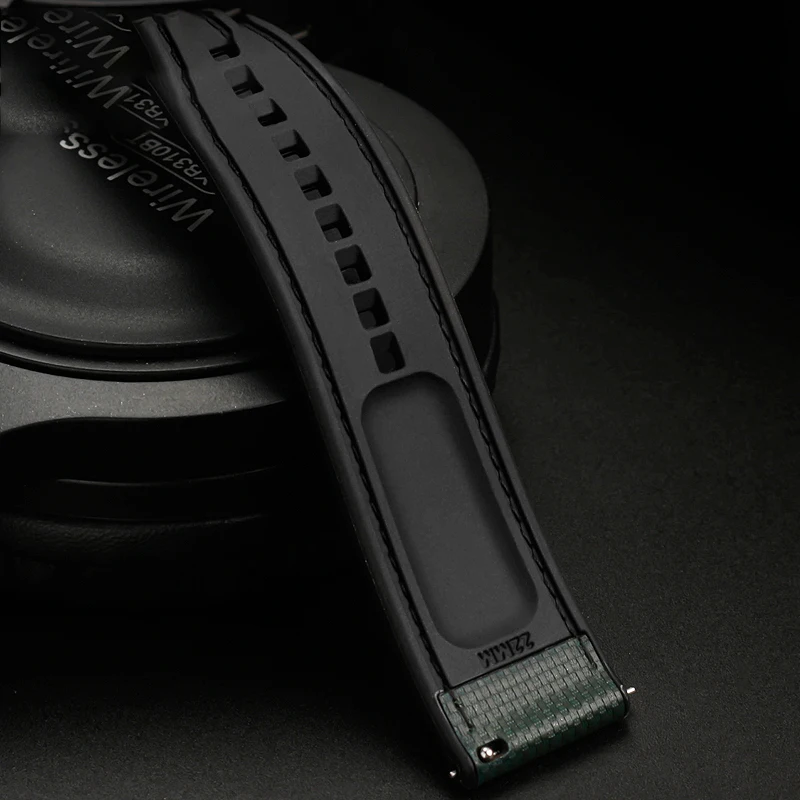 Correia de silicone para homens, fivela de aço inoxidável, acessórios elegantes para relógios, borracha de alta qualidade 20mm 22mm 24mm