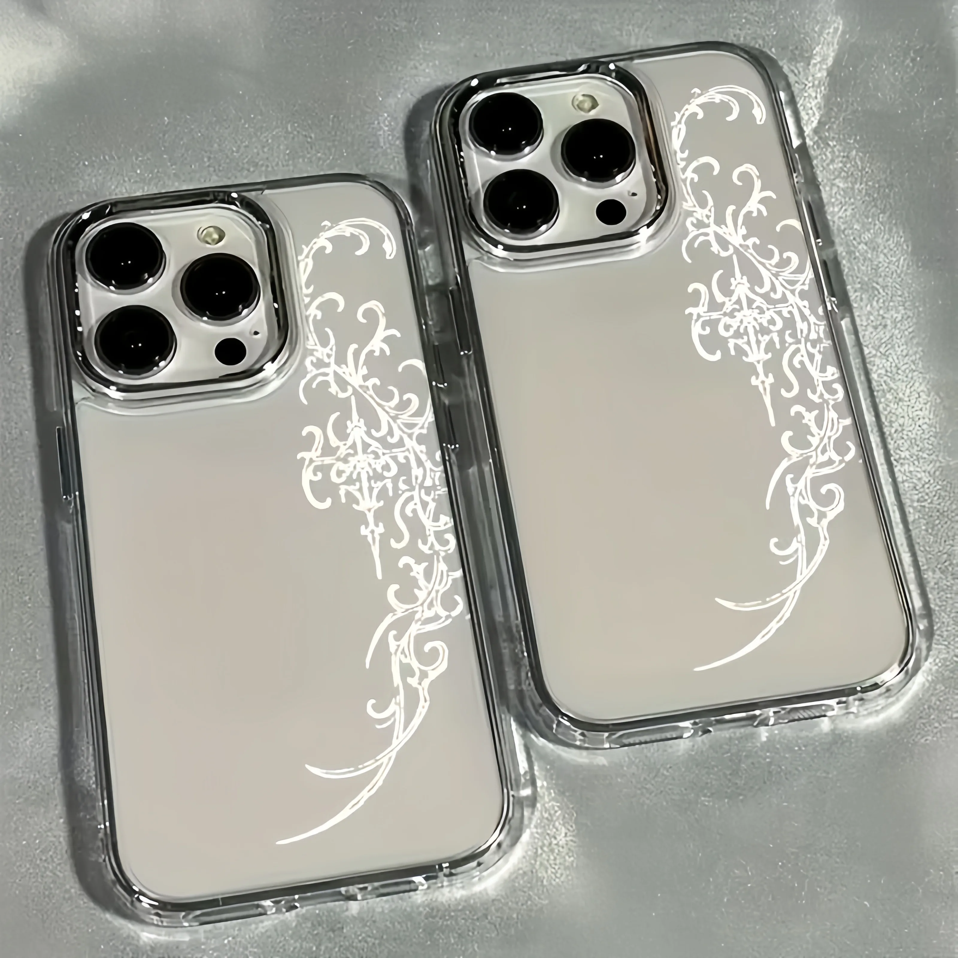 Gothic Pattern Metal Frame Transparent Soft Phone Case For iPhone 17 16 15 14 Pro Max 13 12 11 XS X XR 7 8 Plus 16E 17 Air Cover - view 2