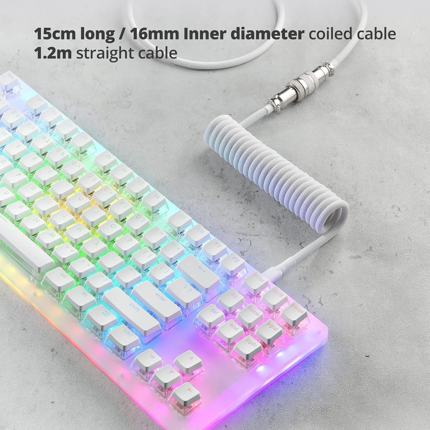 Nuevo Cable USB C en espiral ATTACK SHARK C01 PRO para teclado de juegos, Cable cargador de teclado mecánico de doble manga trenzado personalizado