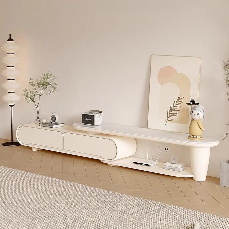 

Background wall rock slab TV cabinet retractable and stretchable modern simple small apartment living room