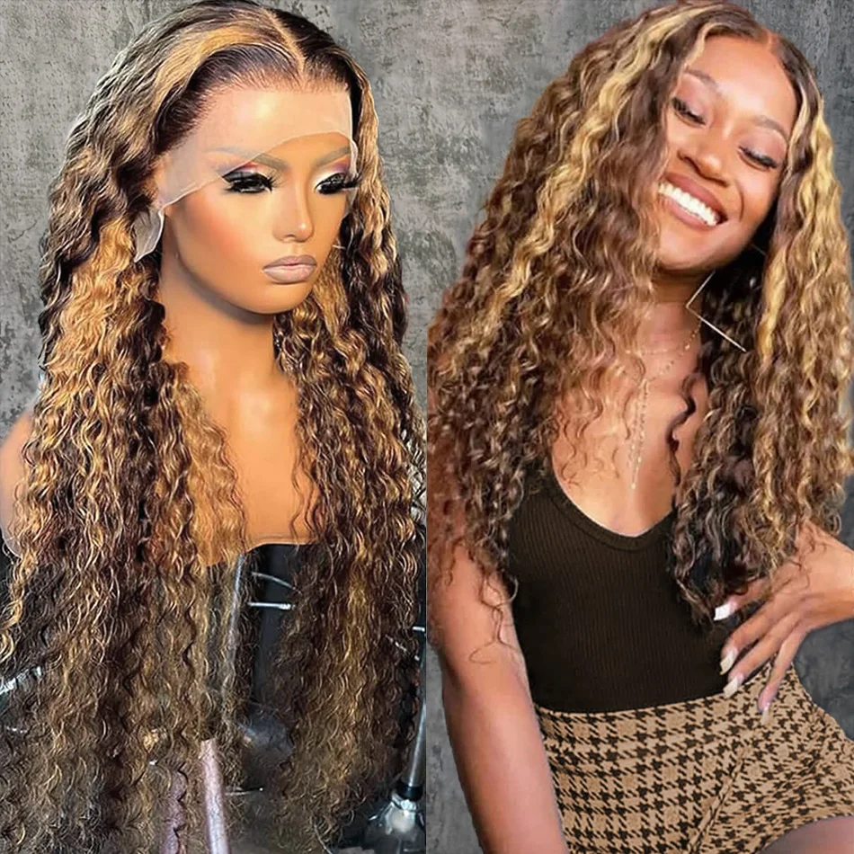 

Deep Wave 13X6 Hd Lace Front Human Hair Wig Curly Highlight Wigs 13X4 Water Wave Lace Frontal Wig Brazilian Hair For Black Women