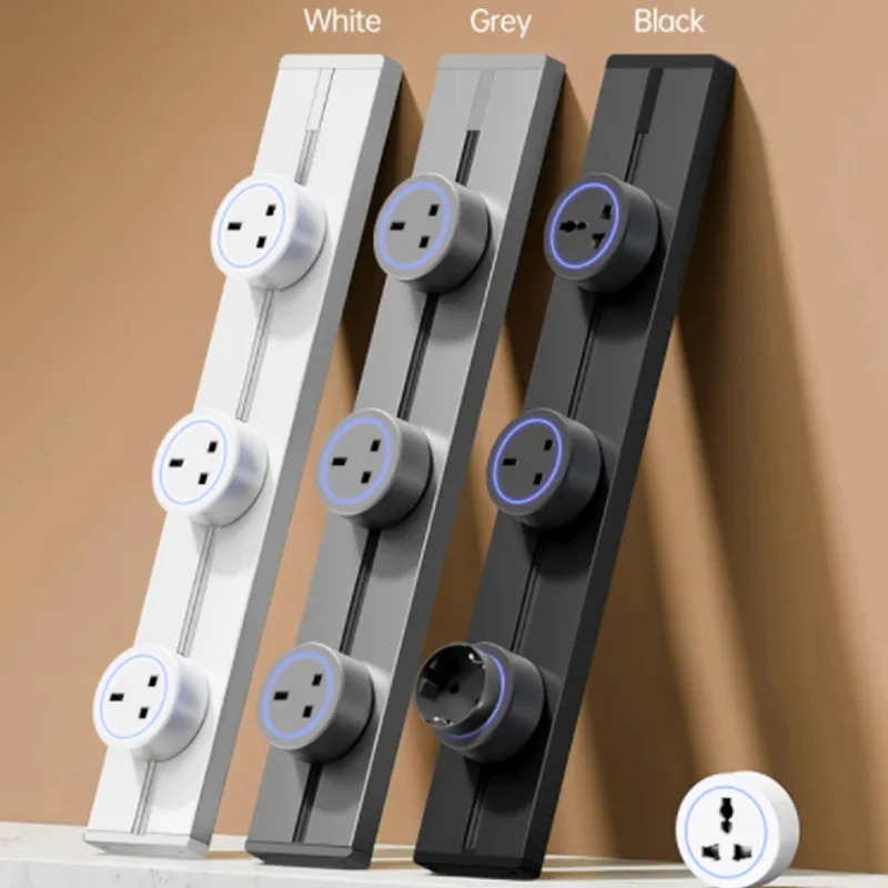

Track Socket 8000W UK EU US Standard Round Romovable Adapter Home Kitchen Meeting Wall Mounted Power Rail Sockets With Usb Typec