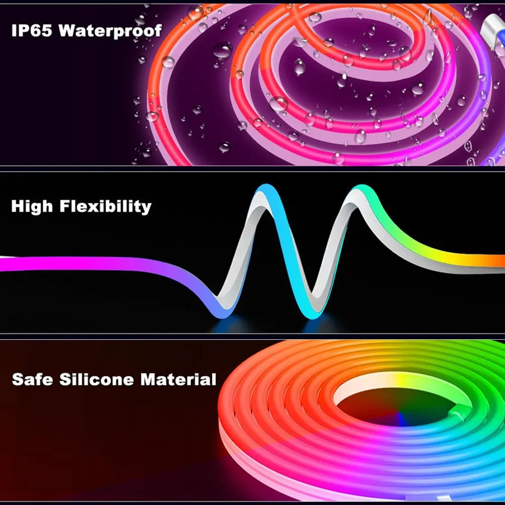 شريط ضوء نيون RGBIC LED يعمل بمنفذ USB مع تحكم في التطبيق لديكور الغرفة، شريط نيون واي فاي ذكي لإضاءة عيد الهالوين وعيد الميلاد