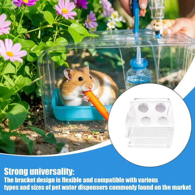Soporte para botella de agua de Guinea, soporte para alimentador de gerbiles que ahorra espacio, soporte magnético para botella de agua de hámster a prueba de fugas para animales pequeños