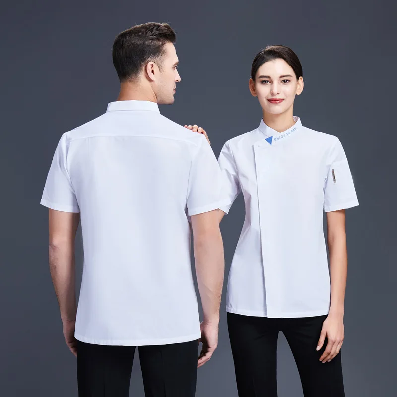 Hotel Chef Overalls Men's Short Sleeve Thin Breathable Dining Cake Shop Rear Kitchen Women's Chef Uniform Summer Clothes