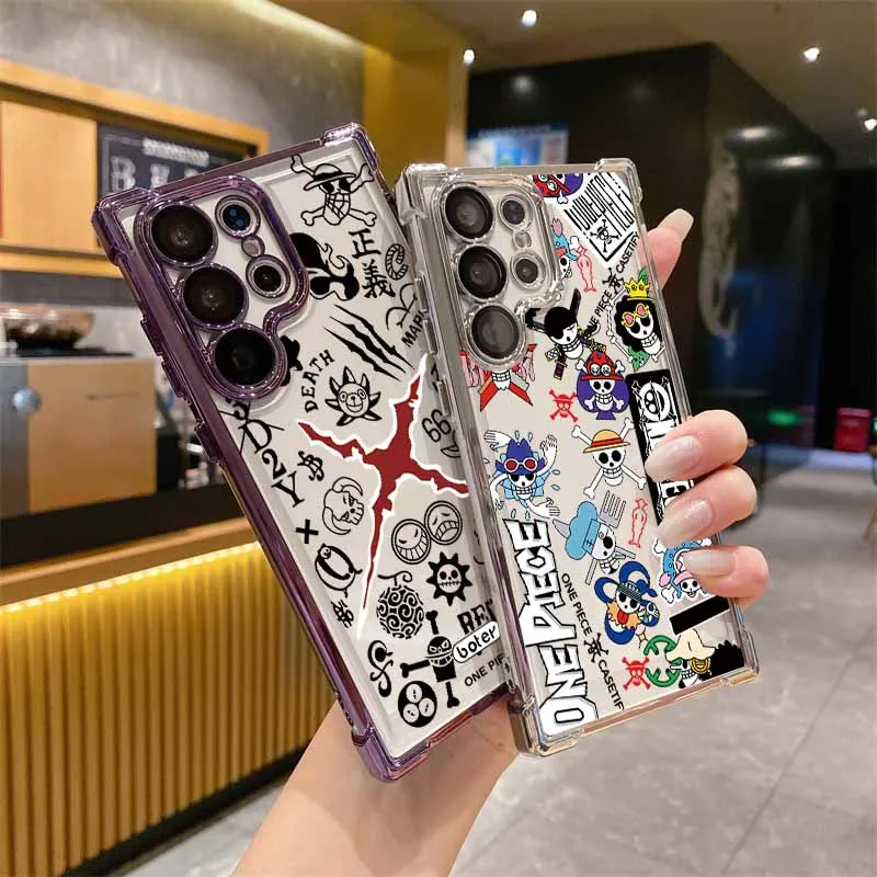 Niedliche O-ne P-ieceS Handyhülle für Samsung S26 S25 Edge S24 S23 S22 S21 S20 FE Ultra Plus Lite mit Galvanisierung und Fallschutz – Detail 2