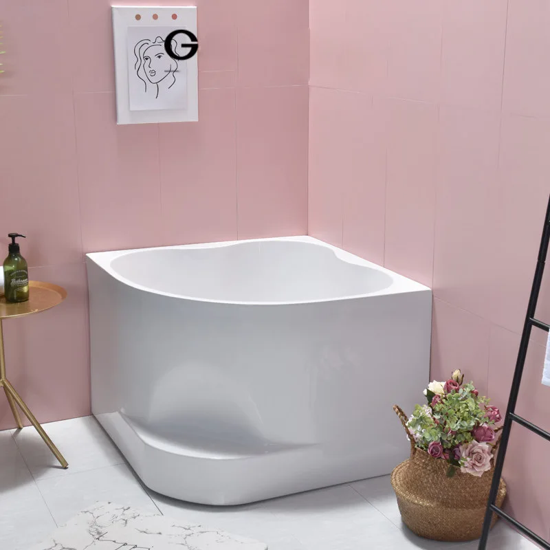Triangular walk-in bathtub acrylic small apartment adult household seamless integrated deep bubble
