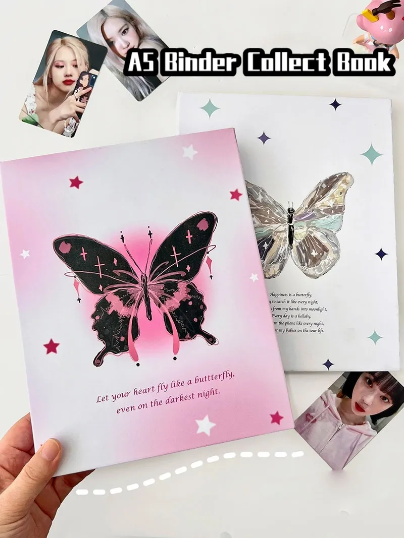 Sharkbang New Arrival A5 Ring Hard Cover 3D Butterfly Binder Collect Book Multi Refills Sleeves Kpop Postcards Sticker Organizer