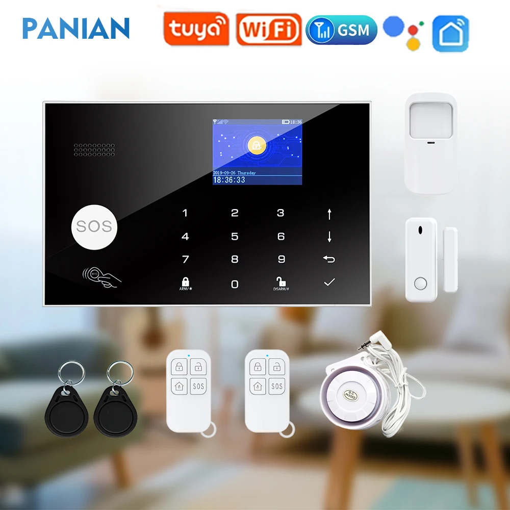 PANIAN NEW WIFI Connected House Alarm with 433MHz Wireless RFID Touch Keyboard Support Tuya and Smartlife APP Compliant Alexa