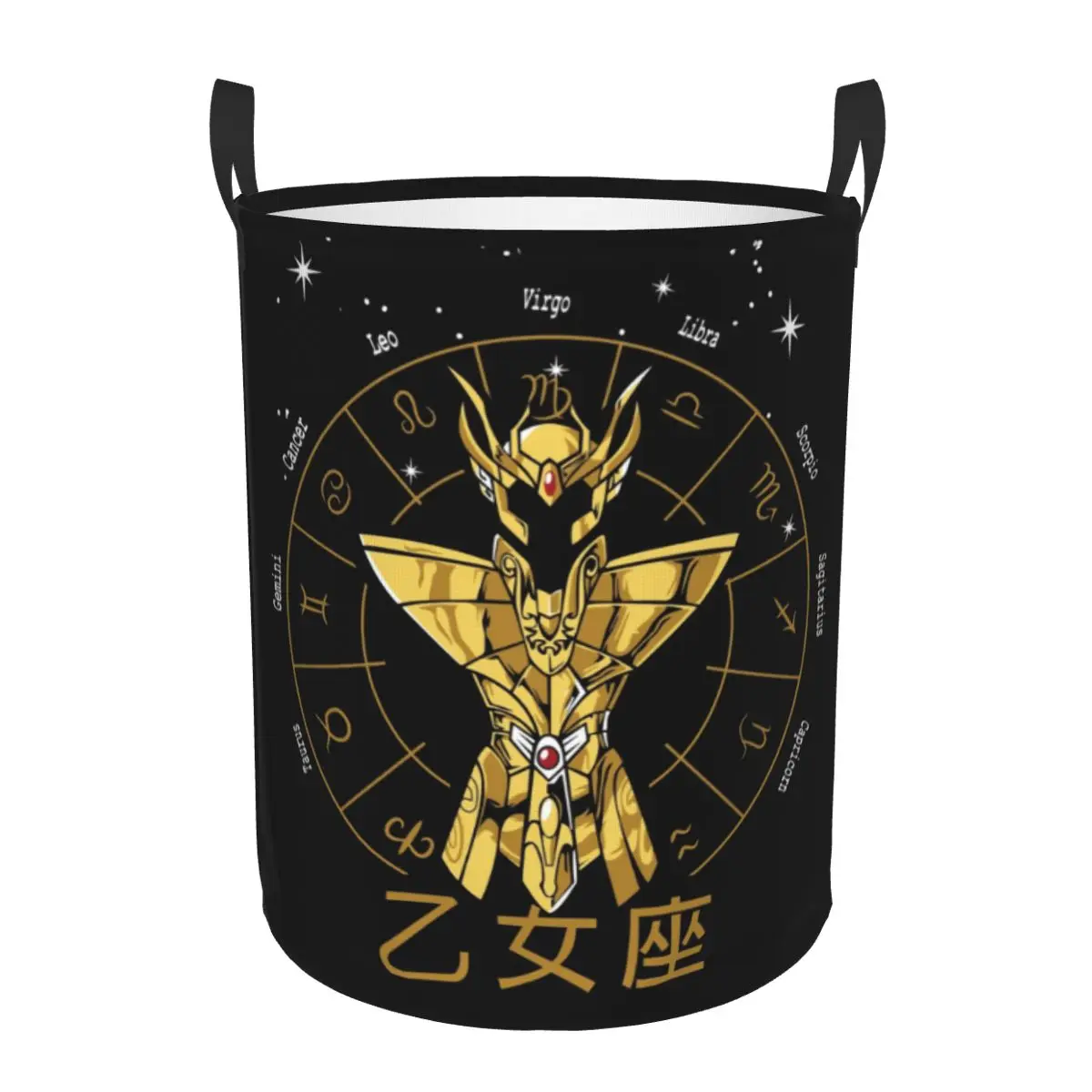 Saint Seiya Gold Cloth Virgo Shaka Laundry Basket Foldable Knights of the Zodiac Anime Clothes Toy Hamper Storage Bin for Kids