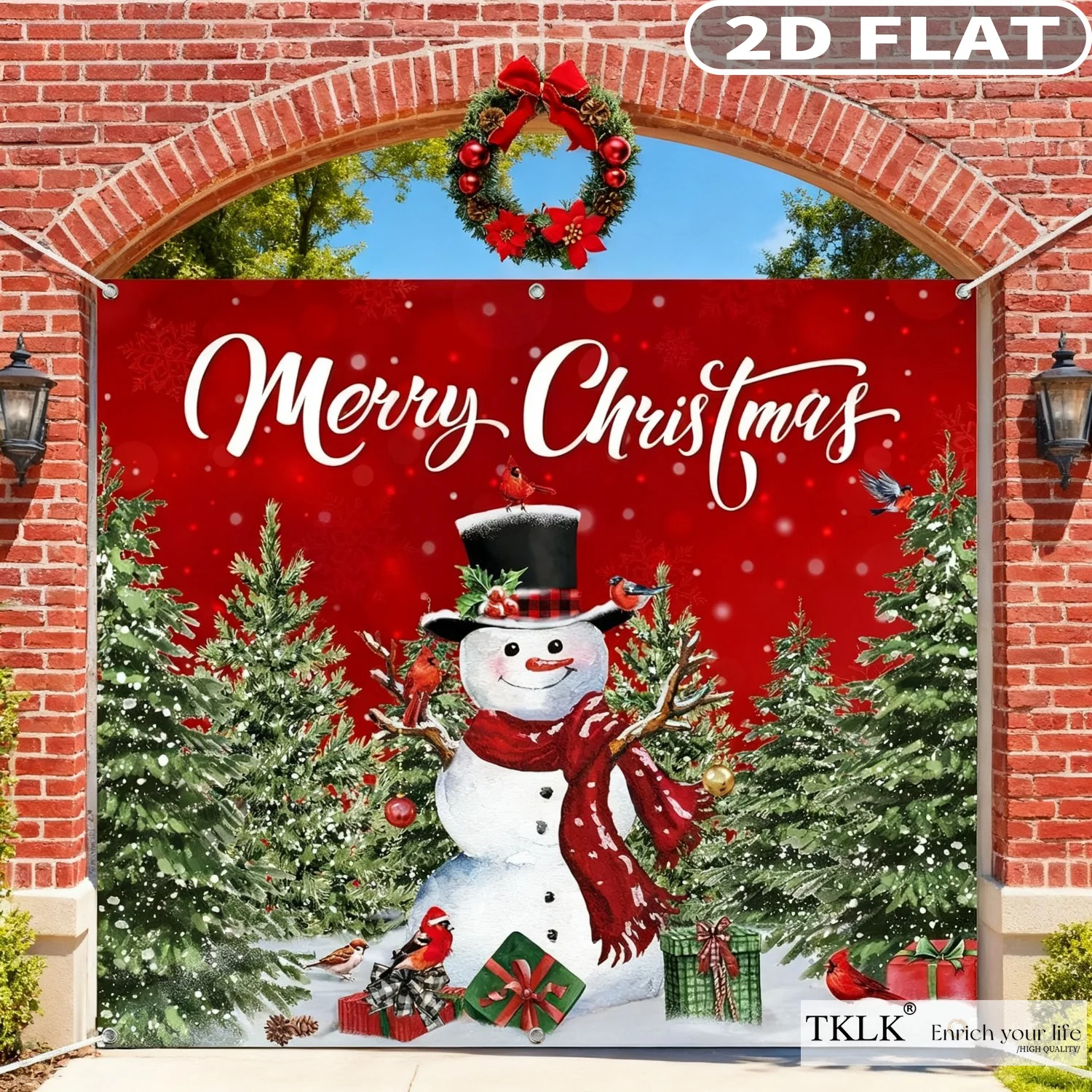 

1pc Christmas Studio Background Set Decorations 7 X 8 Ft Polyester Christmas Tree Garage Door Banner Merry Xmas Backdrop Cover