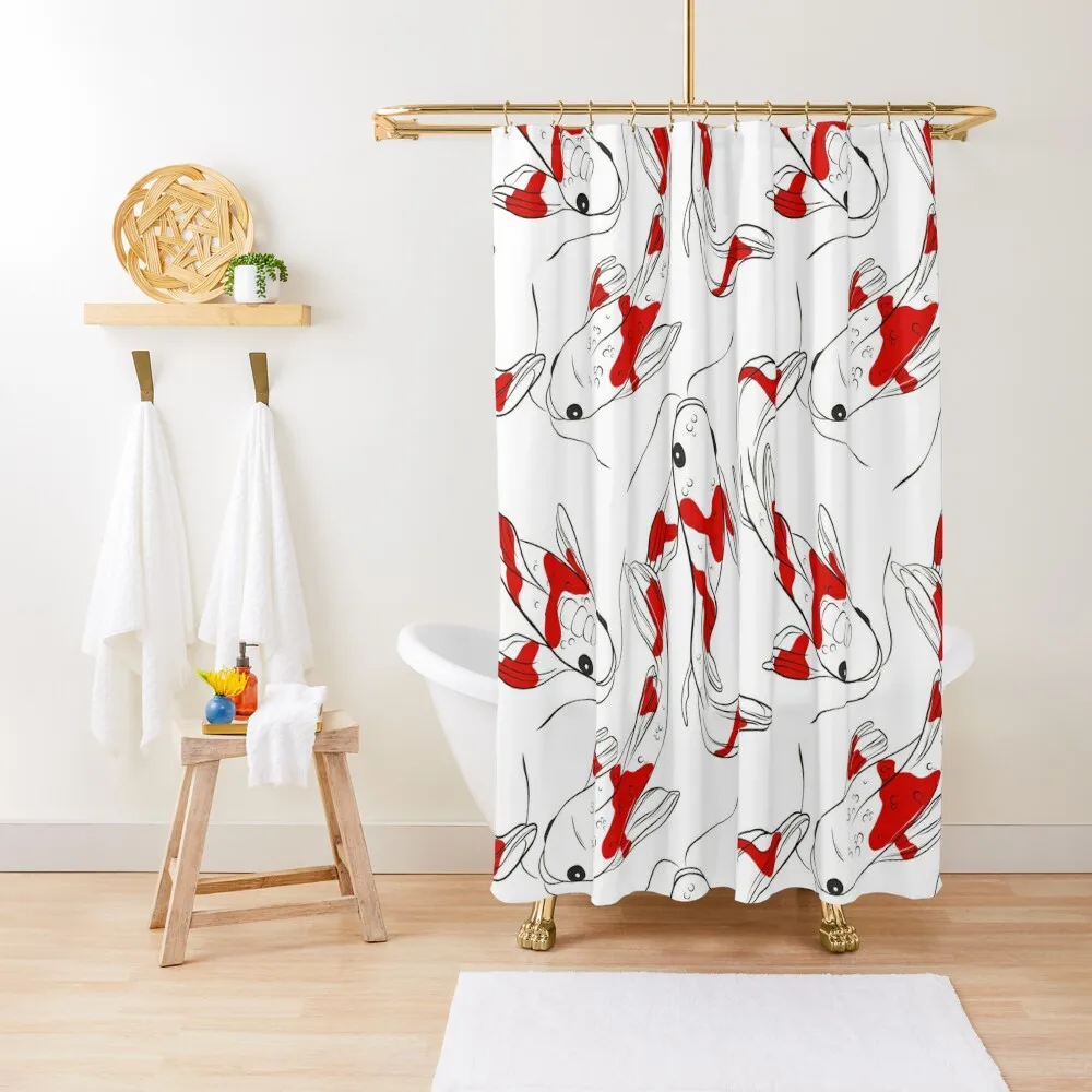 

Koi red fish Shower Curtain Bathroom Deco Waterproof Shower Curtains Bathroom Shower Bathroom Accessory