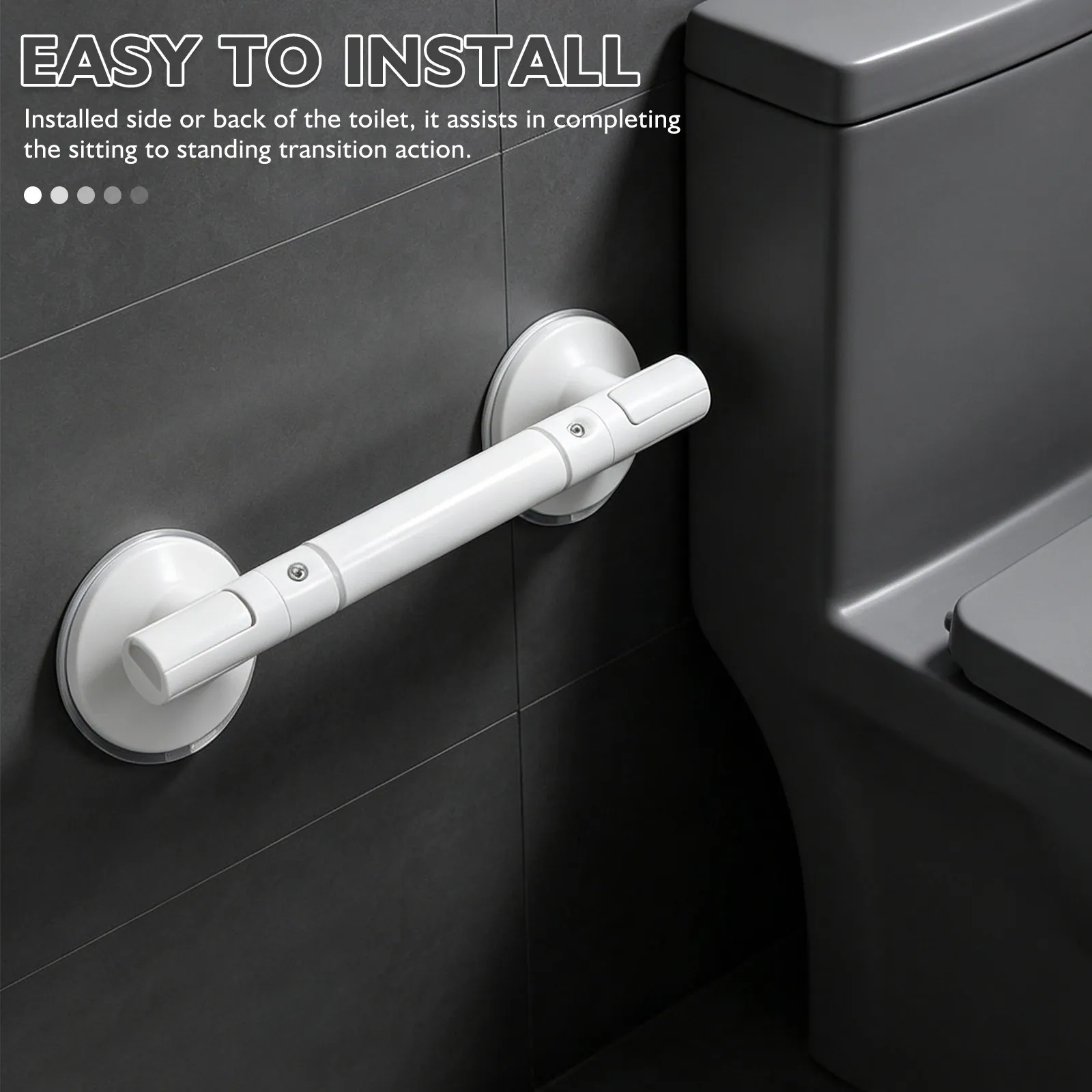 

White Suction Cup Bathroom Grab Bar 14 Inch Non-Slip Plastic Toilet Safety Handrail for Seniors Disabled Elderly Care Home