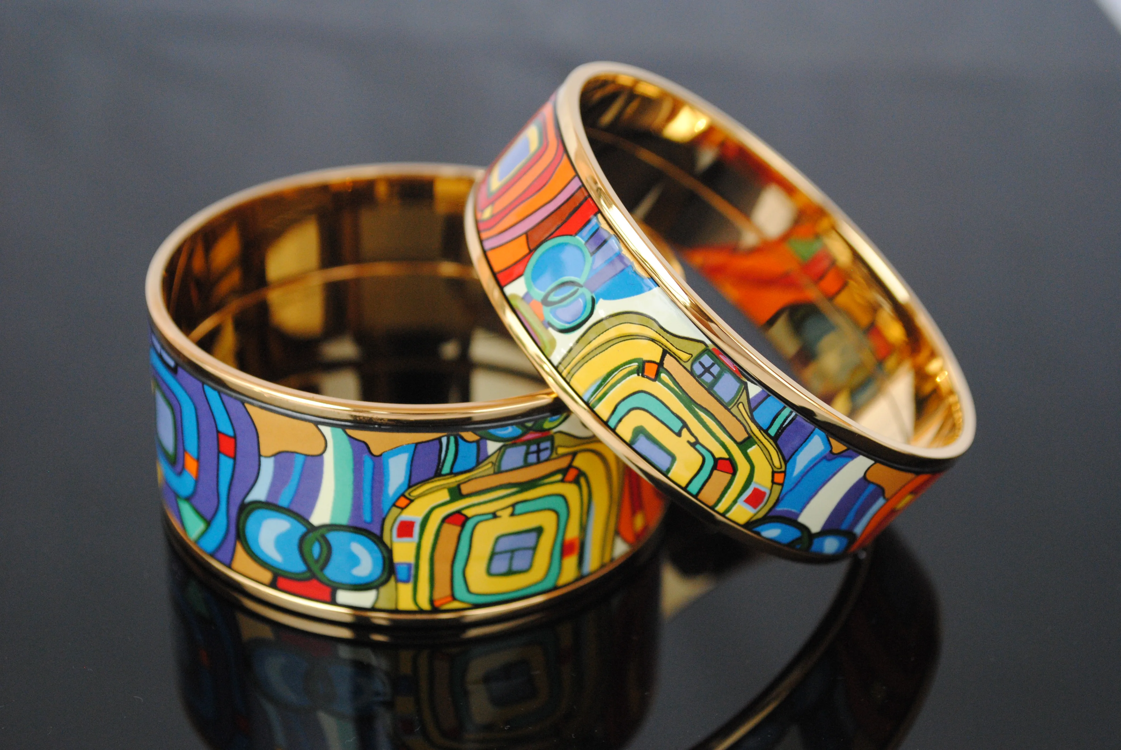 Cloisonne jewelry, hand-painted enamel, real gilded art style Mediterranean style bracelet