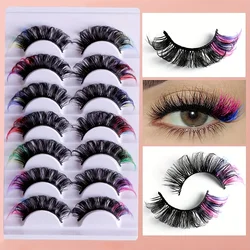 7 pairs of colored false eyelashes 3D mink DD curly fluffy eyelashes Russian curly natural thick fluffy eyelashes