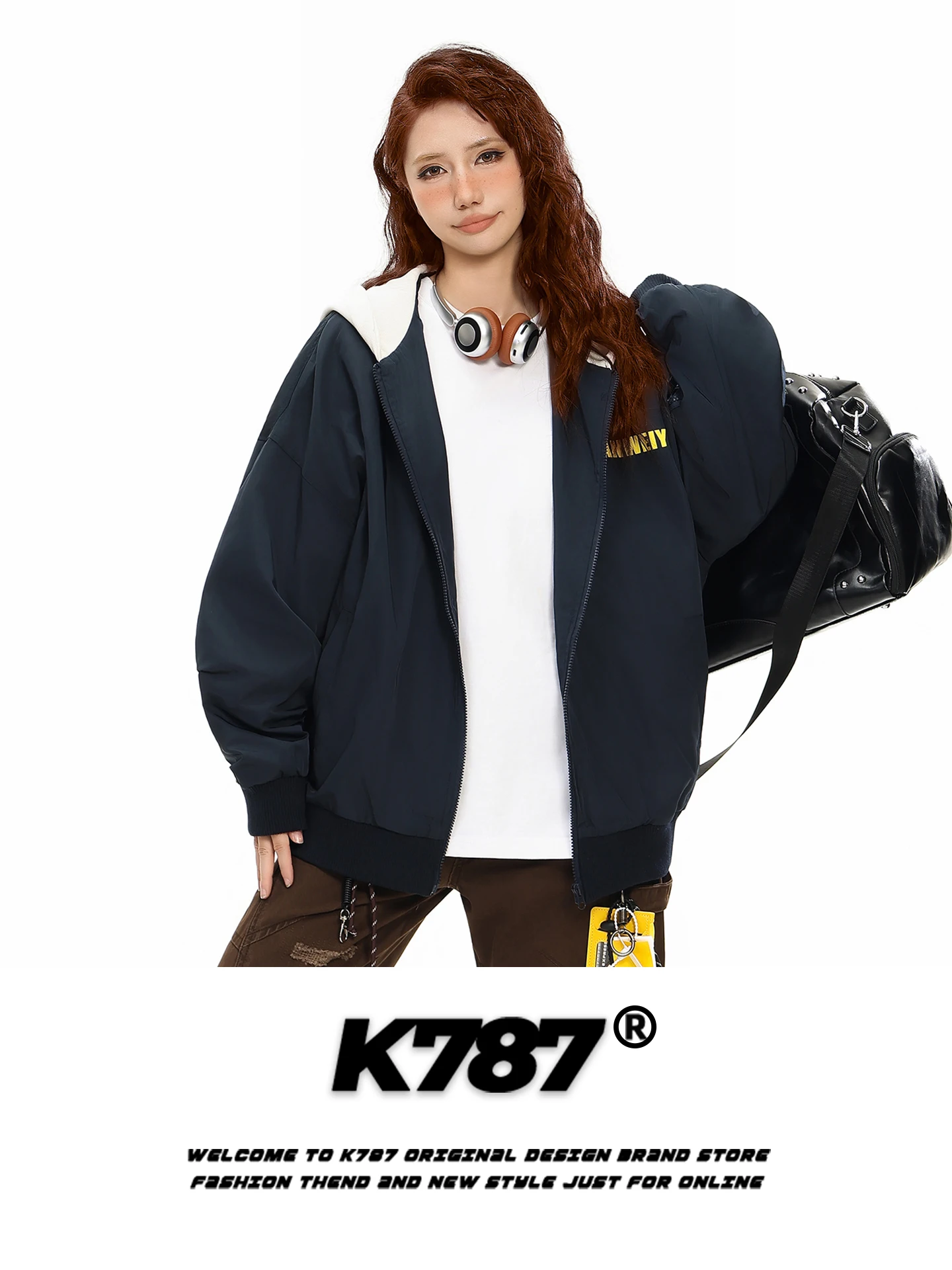 

K787 American Retro Hooded Jaet Zipper Casual Loose Men's Women's Outerwear Faionable Couple's Sweatirt Coat