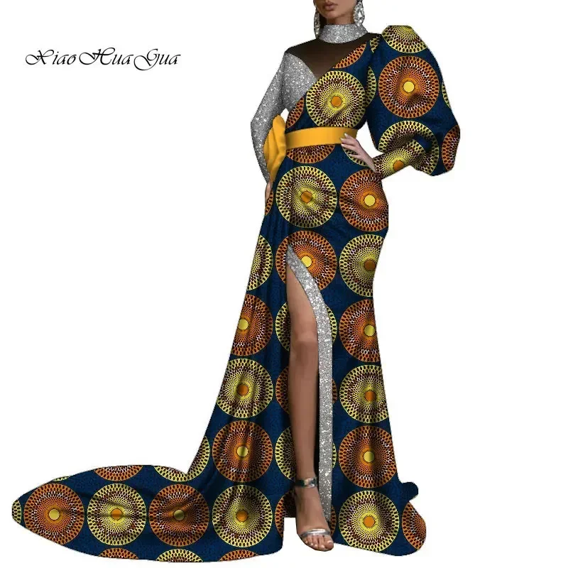 

Длинные африканские платья Дашики для женщин, вечерние, свадебные, с африканским принтом, платье Анкара, модное женское африканское платье больших размеров WY262