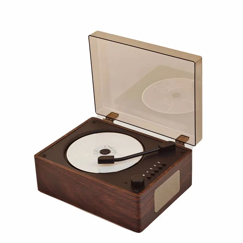 

Retro CD Player BT Speaker Rechargeable Portable Leather Case AUX USB FM Radio Vintage Music Player for Home Office Gift