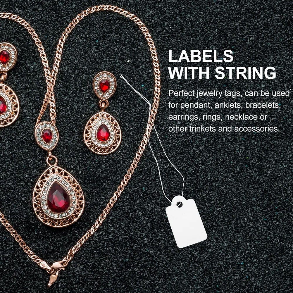 95Pcs Price Tags White Paper Marking Tags Hanging String for Jewelry Clothing Accessories Display Pricing Labels