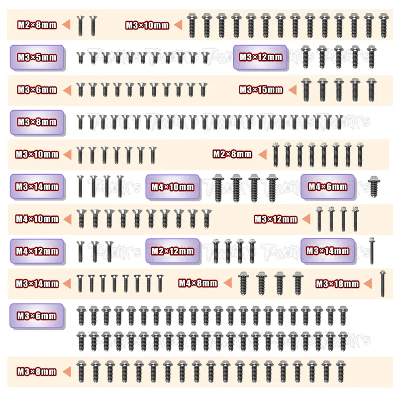 

Original T works TSSU-IF18-2 64 Titanium Screw set ( UFO Head ) 190pcs.( For Infinity IF18-2 )ssional Rc part