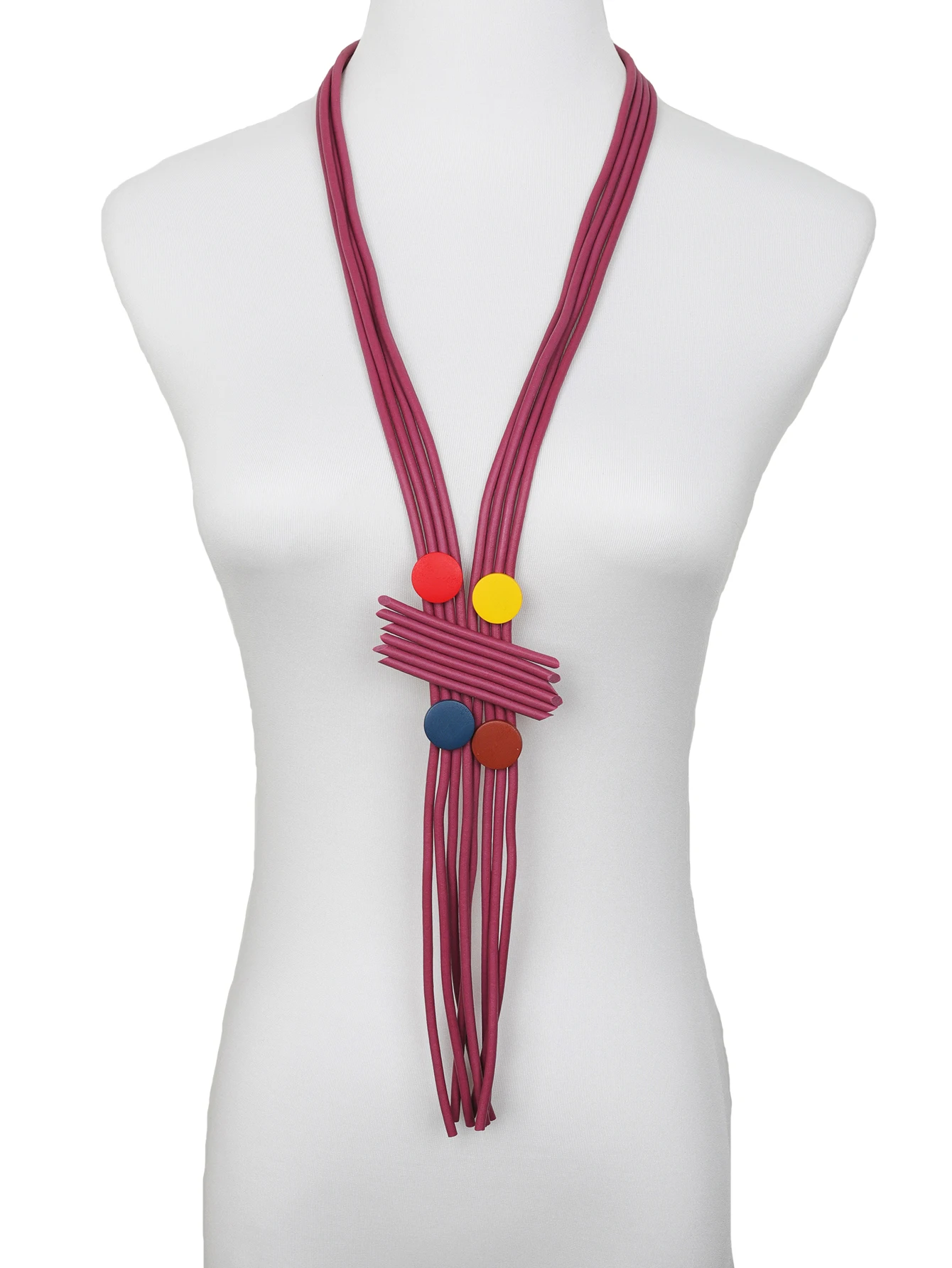 UKEBAY Neue Lange Quasten-Halsketten für Damen, Designer Handgefertigte Luxus-Anhänger-Halskette, Gummi-Schmuck, Holz-Accessoires Halsketten – Detail 8