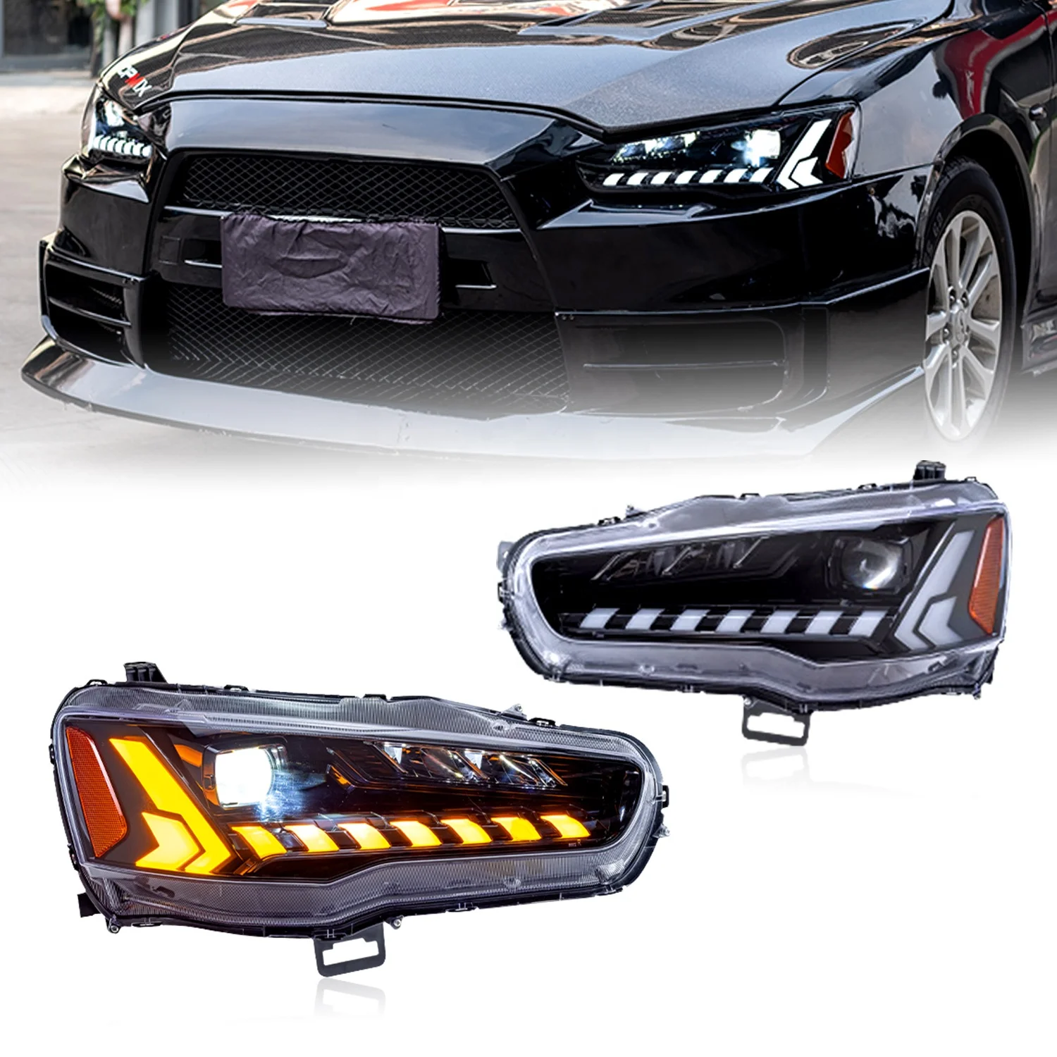 

HCmotion Factory E-mark Start UP Animation Sequential Head lamp Lancer ex evo 2008-2017 LED Headlights For