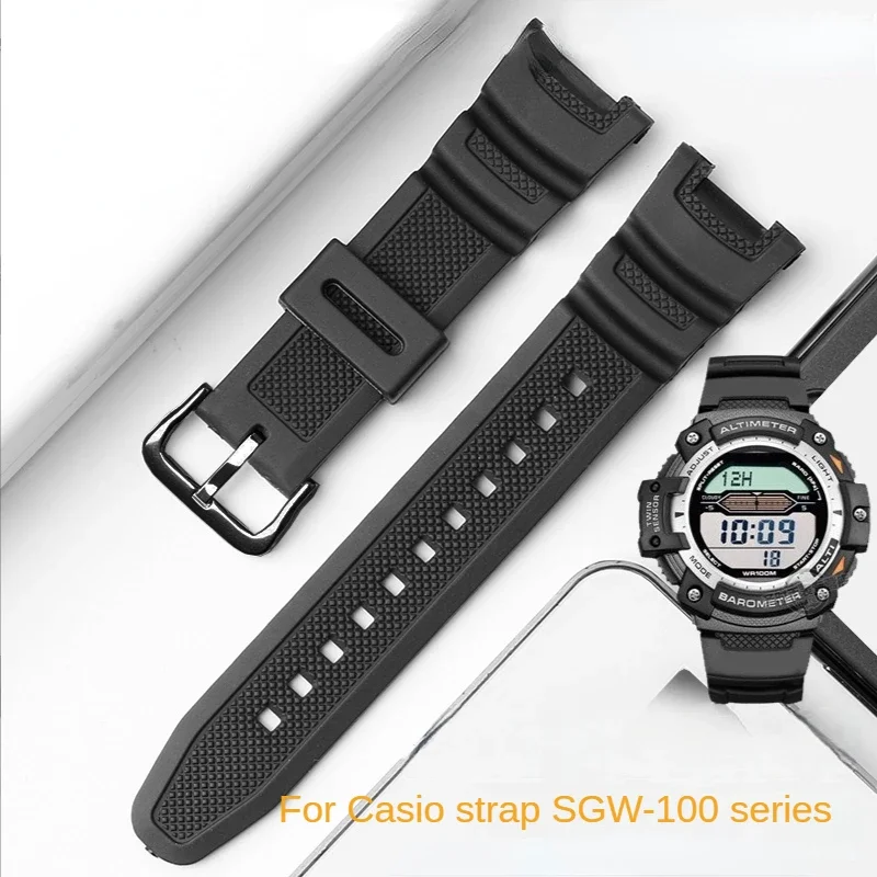 Silicone Watch Strap for Casio 3157 SGW-100-1V 3166 SGW-200 Sports Waterproof Sweat-Proof Nylon Watch Band Accessories 24mm